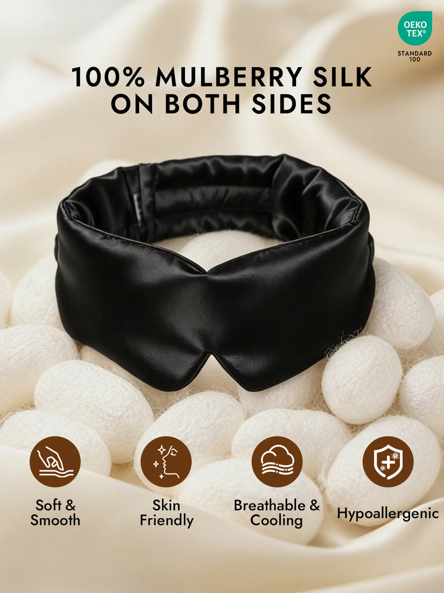 100% Mulberry Silk One Piece Silk Sleep Eye Mask With Velcro