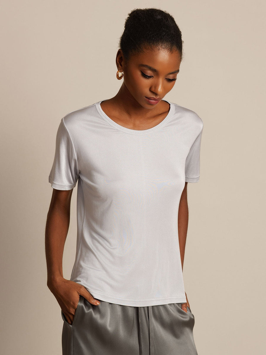 100% Mulberry Silk Short Sleeve Women's T-Shirt
