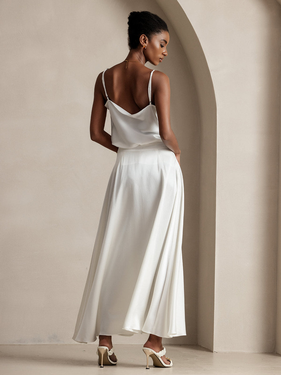 19Momme Silk A Line Maxi Skirt with Lining