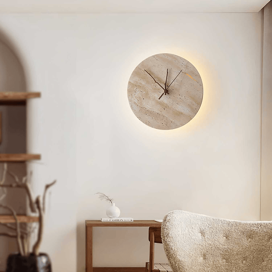 Clock Travertine Wall Lamp