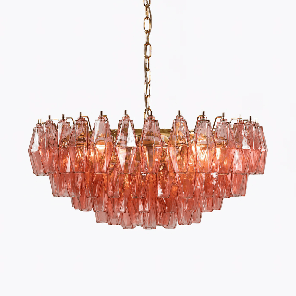 Pink Polygon Drop Chandelier