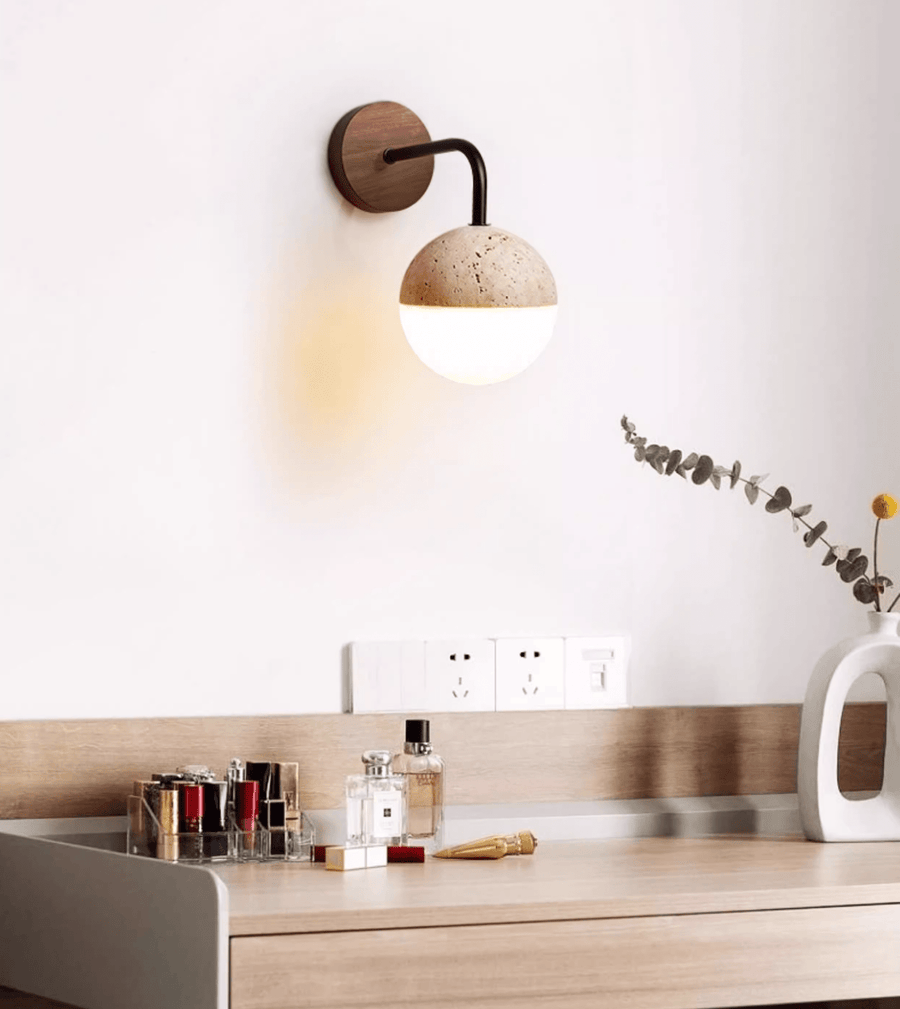 Lunar Stone Orb Sconce