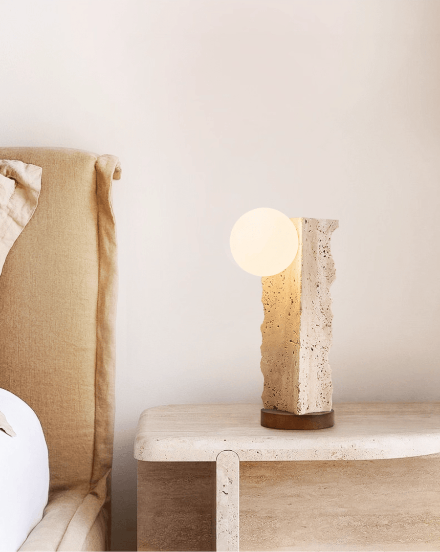 Terra Travertine Orb Table Lamp