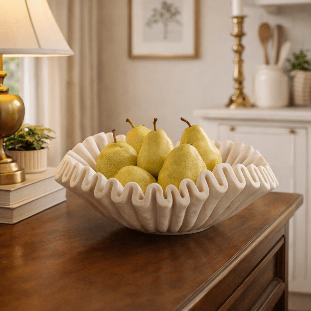 Flute Fold Stone Vessel Storage Tray