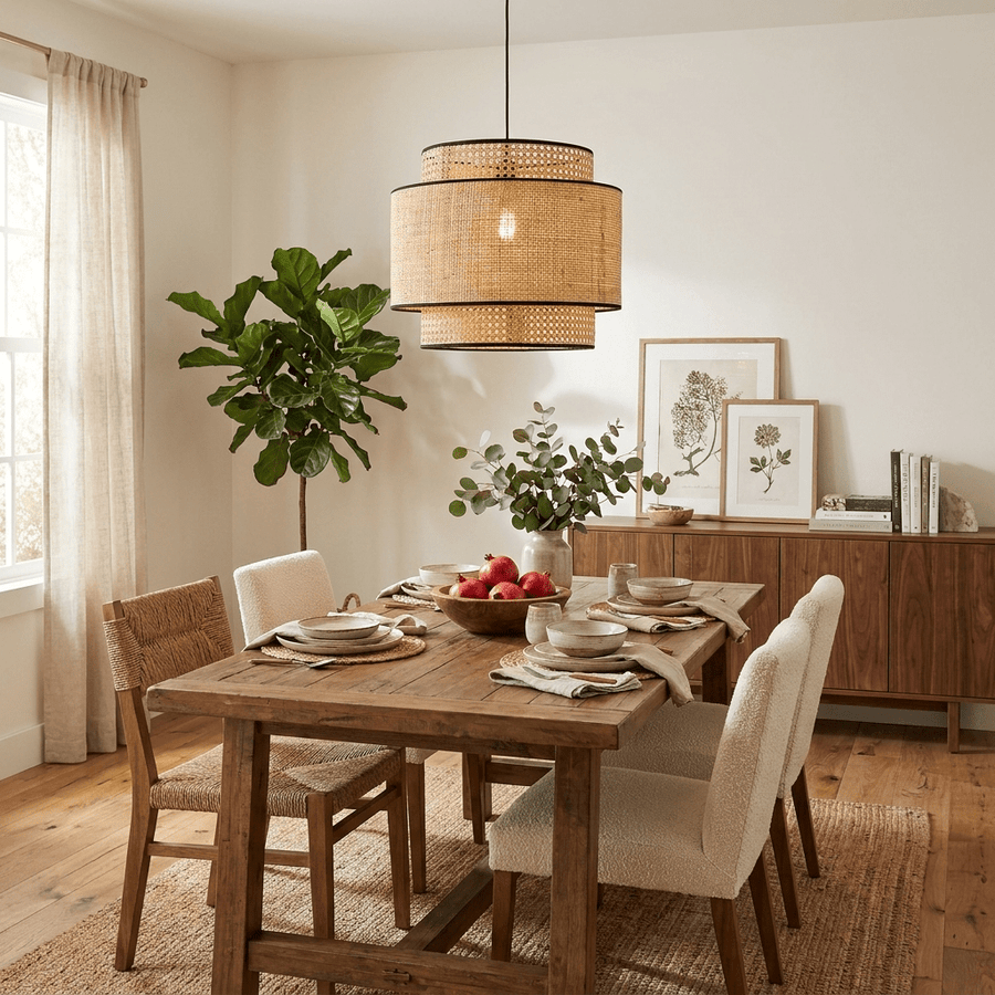 Sienna Rattan Fabric Pendant Lamp