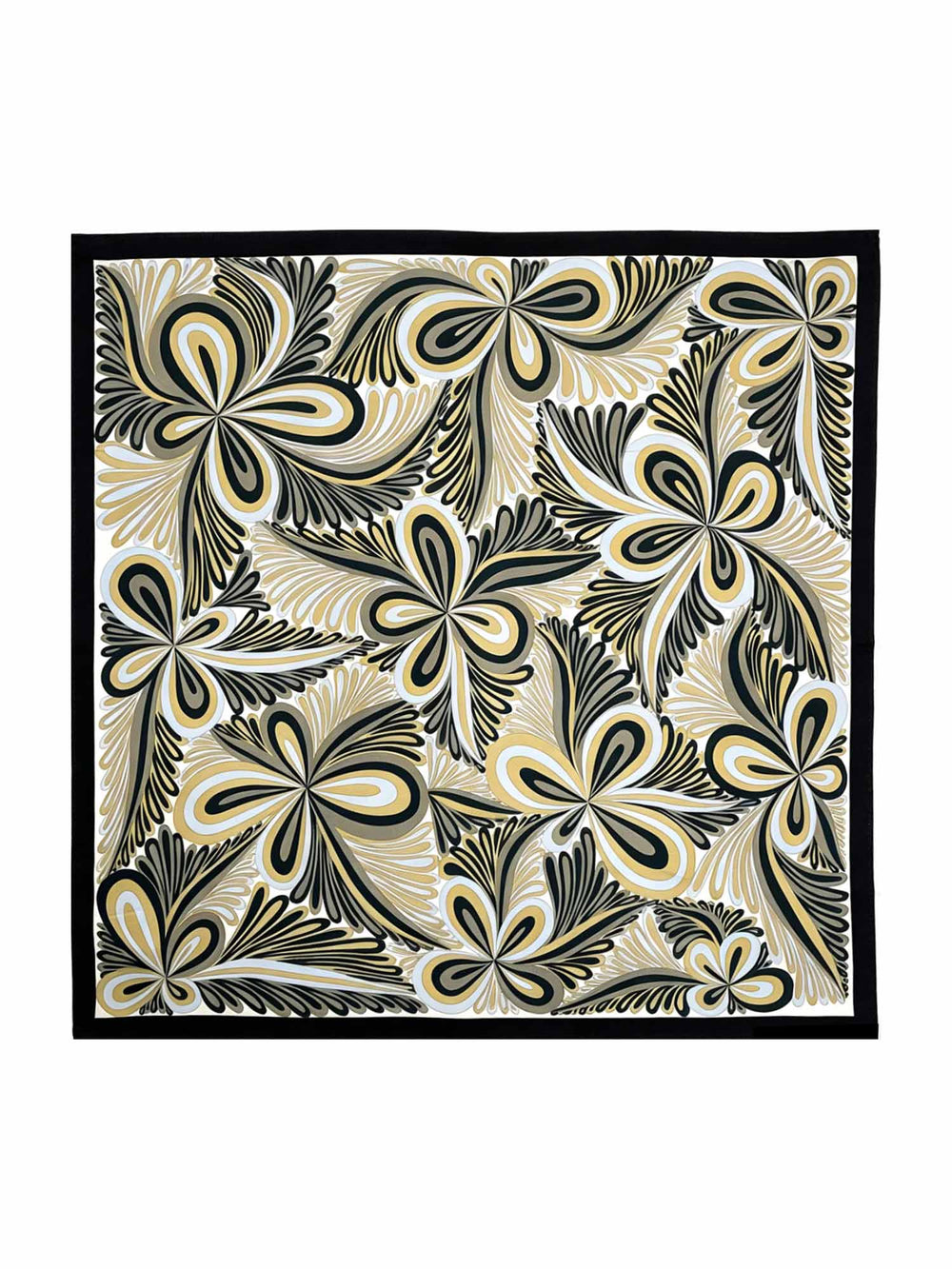 100% Mulberry Silk Abstract Floral Pattern Square Scarf - Size 90x90cm
