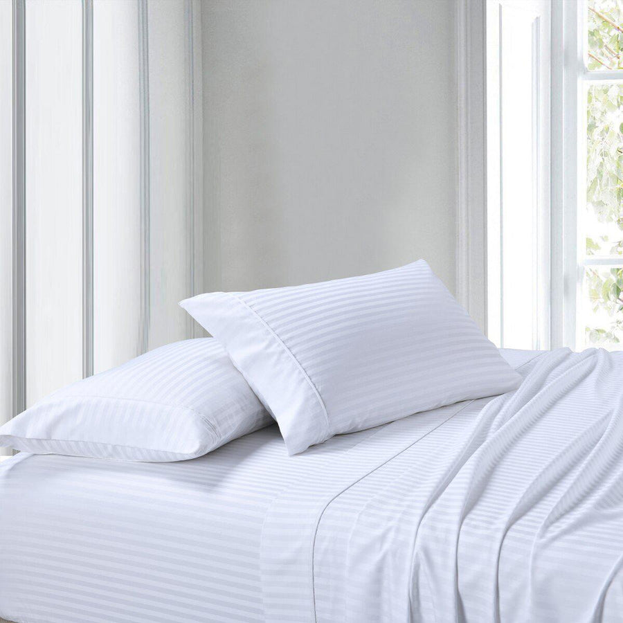 100% Cotton Sheet Set - Striped 300 Thread Count