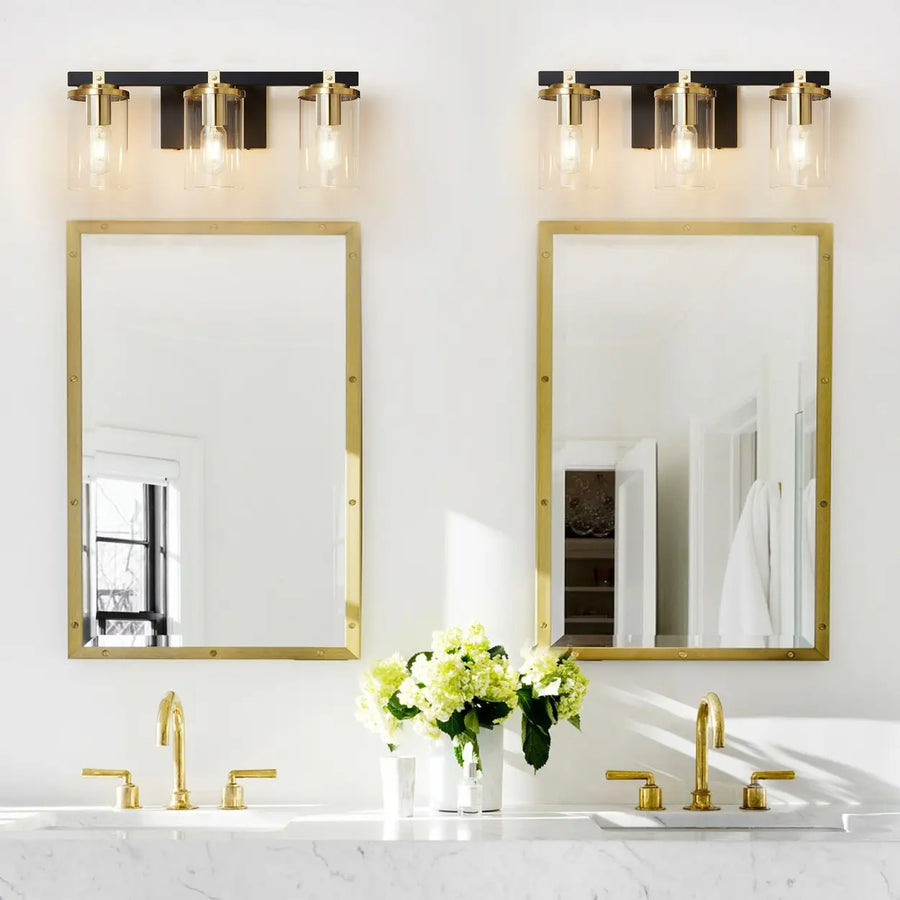 3-Light Modern Cylinder Glass Vanity Light Fixture