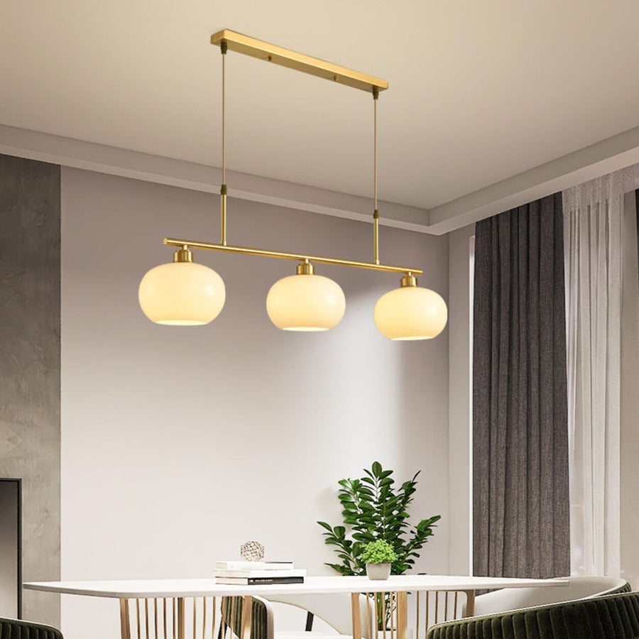 3-Light Modern Round Gold Frame Island Pendant Light