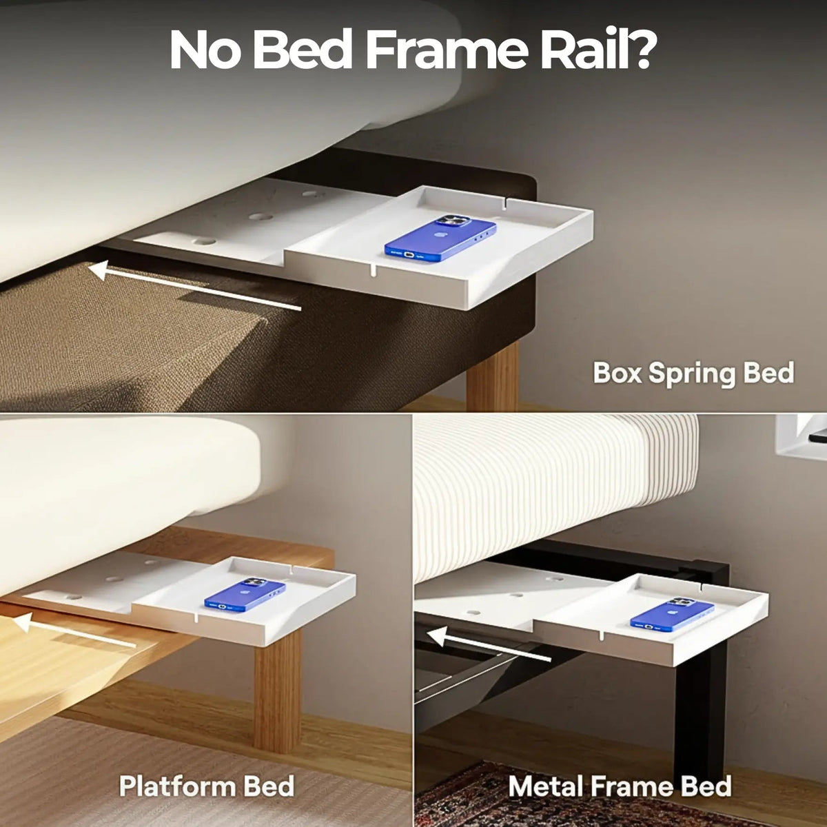 Sleepwyn Clip On Bedside Shelf with Cable Catch Organizer