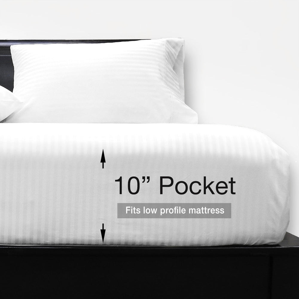 USA Low Profile (7-10 Inches) 608 Damask Stripe Sheet Set