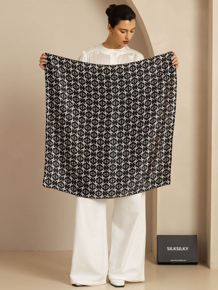 100% Mulberry Silk S Square Scarf - Size 90x90cm