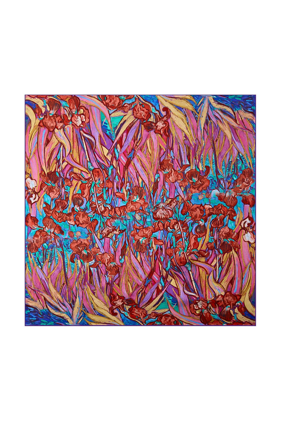 100% Mulberry Silk Floral Pattern Square Scarf - Size 53x53cm