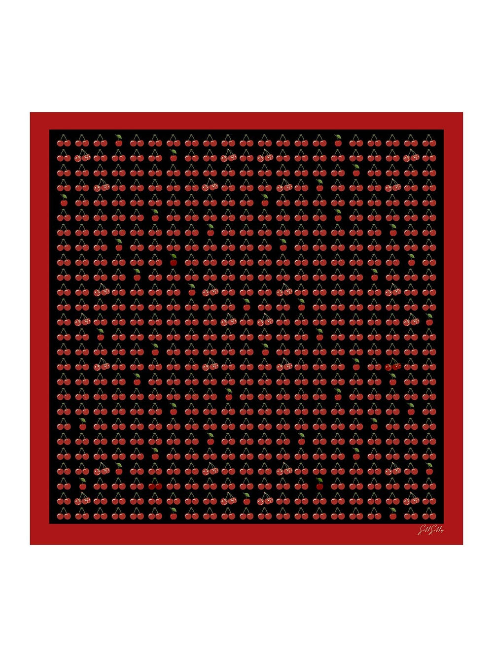 100% Mulberry Silk Cherry Pattern Scarf - Size 90x90cm
