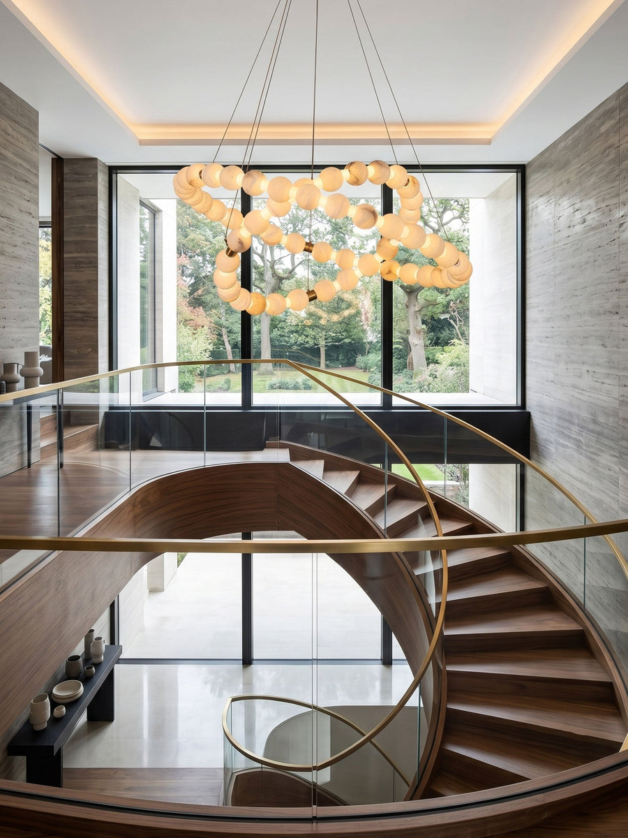 Alabaster Orb Ring Chandelier