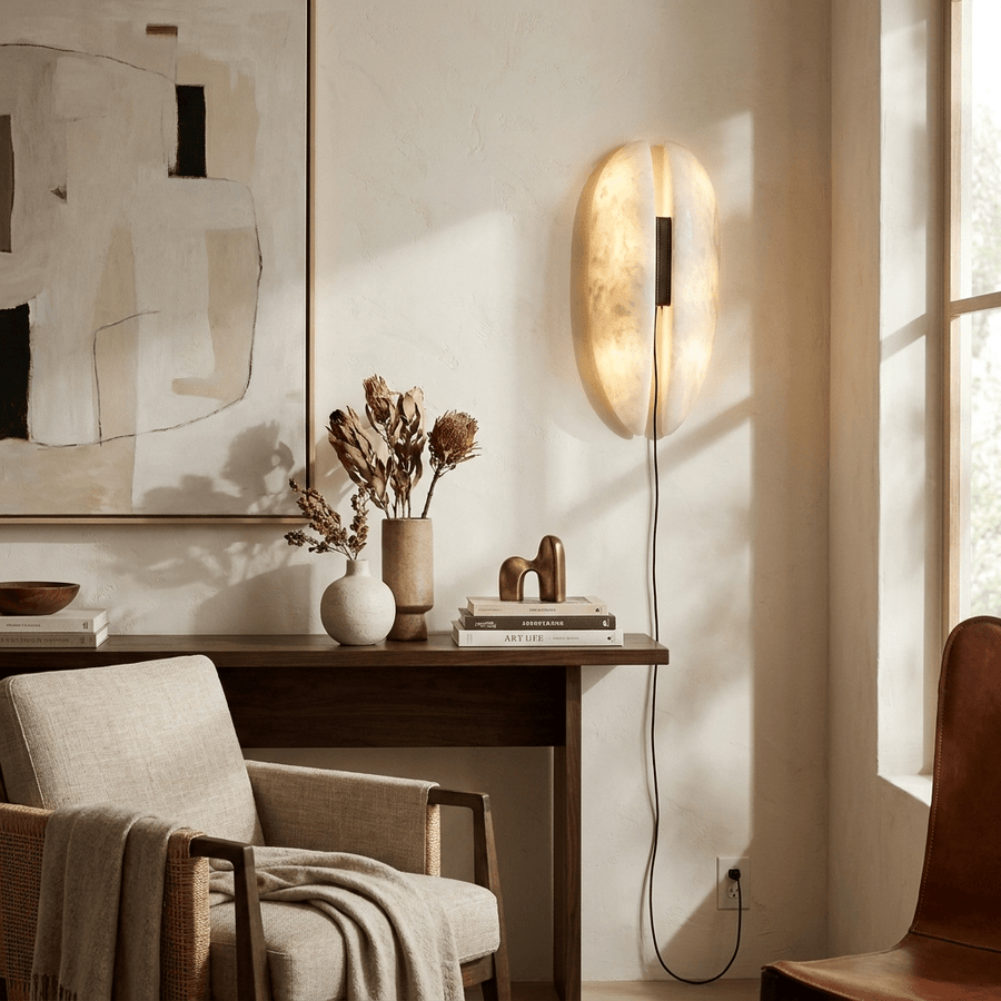 Alabaster Veil Plug-in Wall Sconce