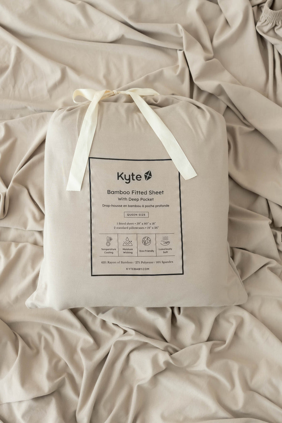 Fitted Sheet with Pillowcases in Almond