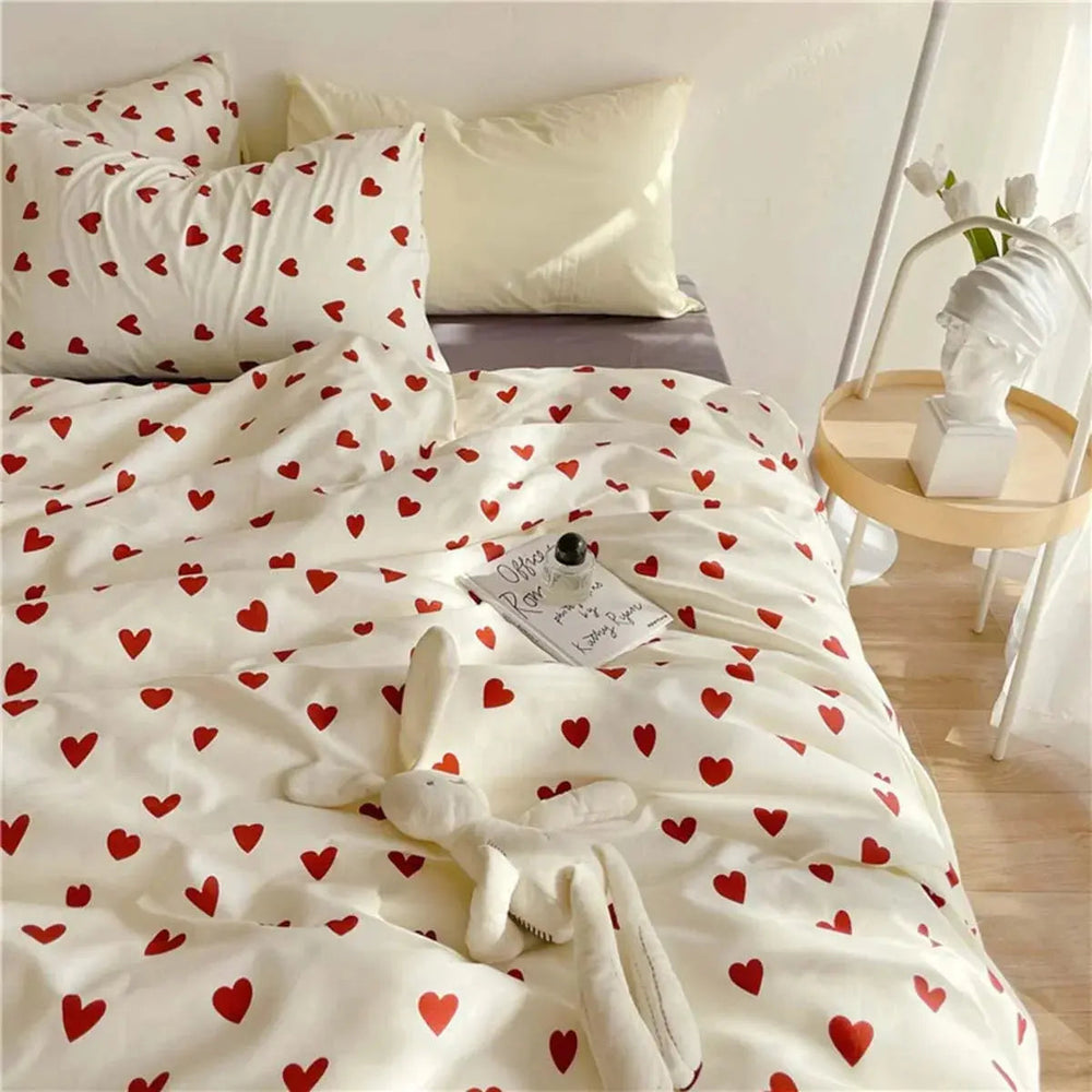 Sleepwyn Soft Lightweight Korean Heart Bedding Set (4pcs)