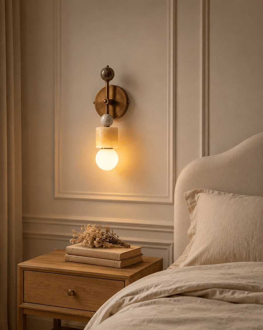 Aurevia Brass Marble Wall Sconce