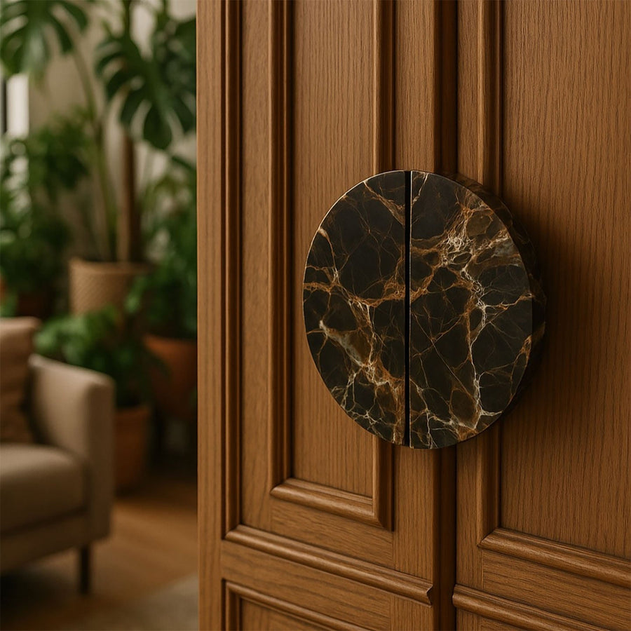 Coffee Marble Door Handle