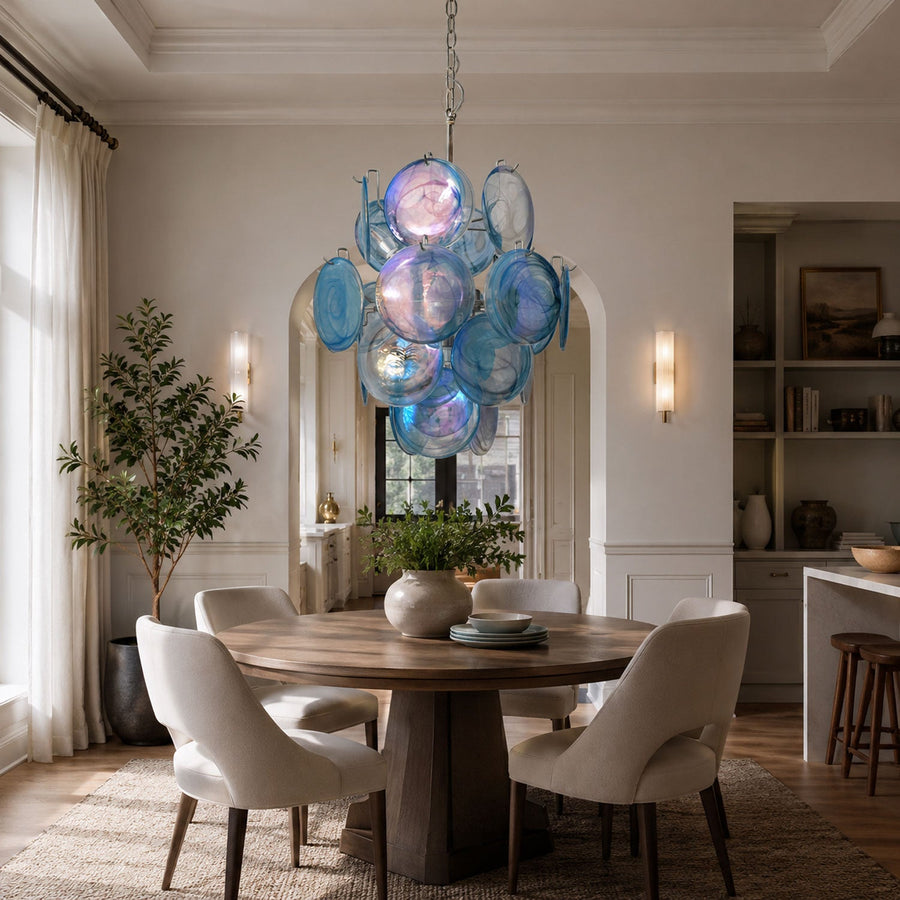 Blue Disc Glass Chandelier