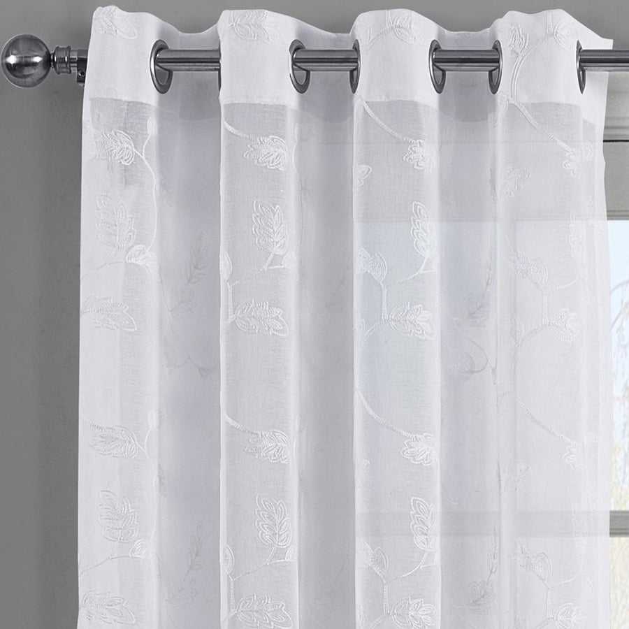 Brook Embroidered Grommet Top Sheer Window Curtain Pair (Set of 2)