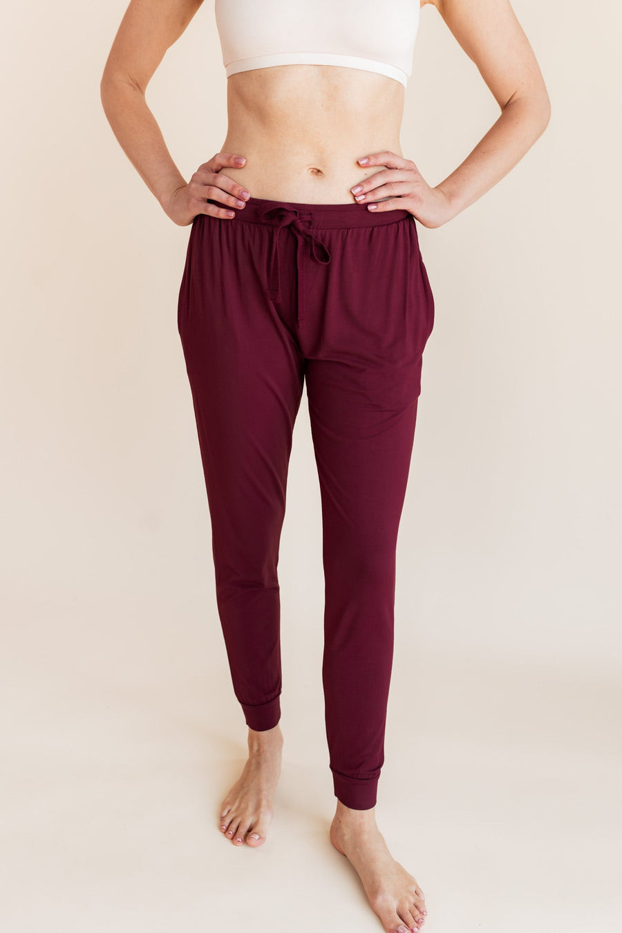 Women's Jogger Pants in Burgundy
