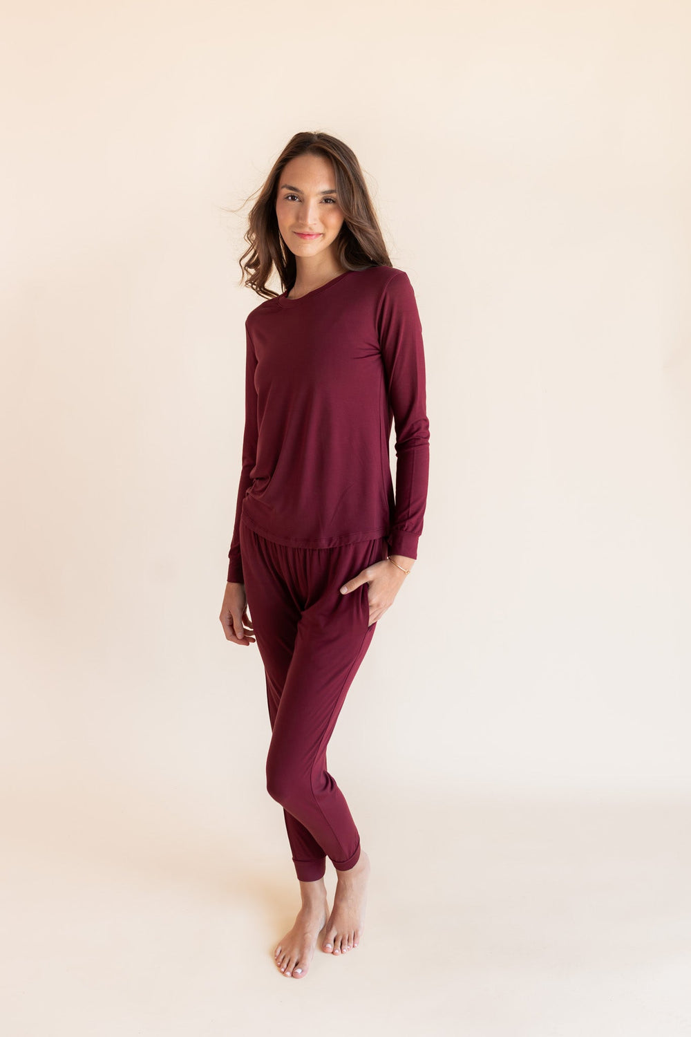 Women's Jogger Pajama Set in Burgundy