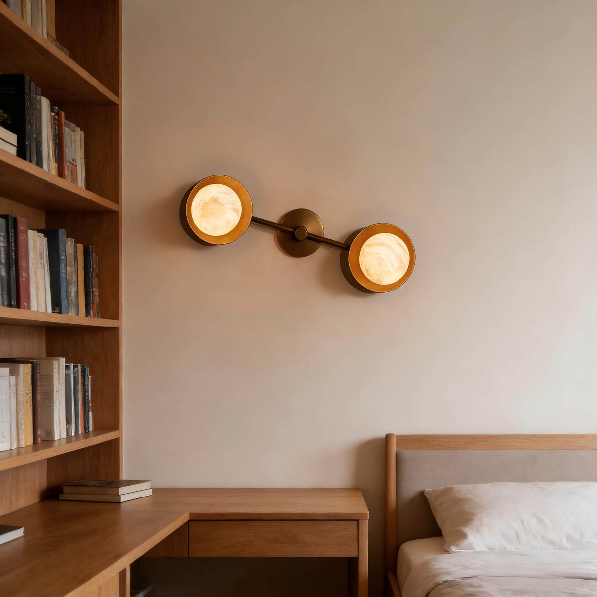 Dual Halo Alabaster Wall Light