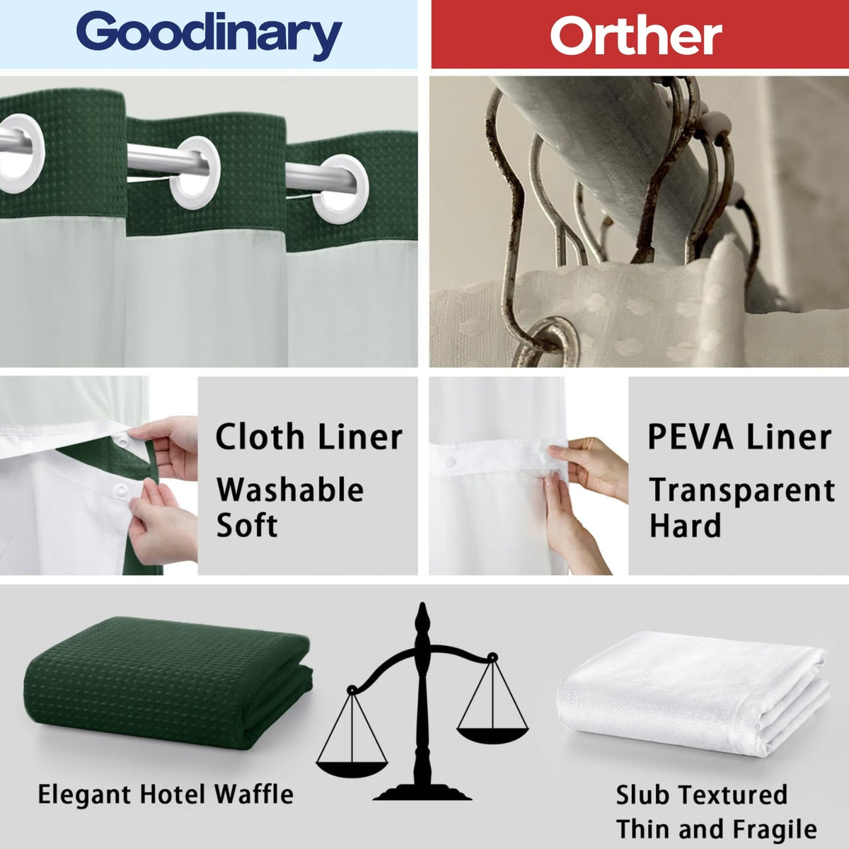 Sleepwyn No Hook Shower Curtain