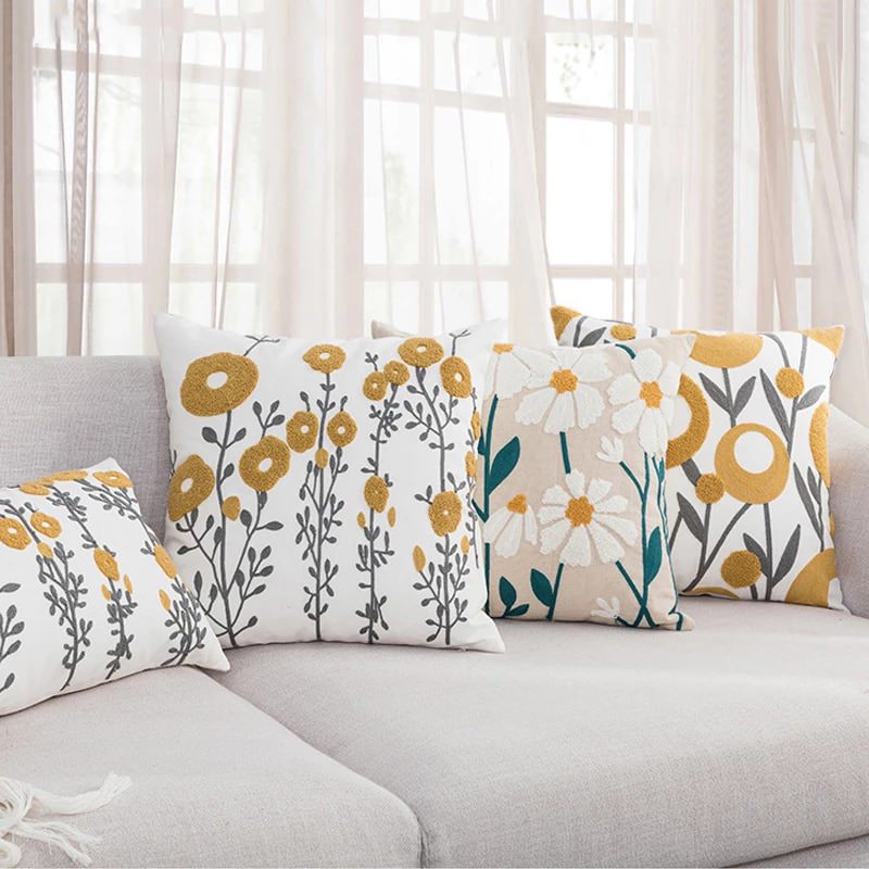 Spring Joy Embroidered Cushion Covers