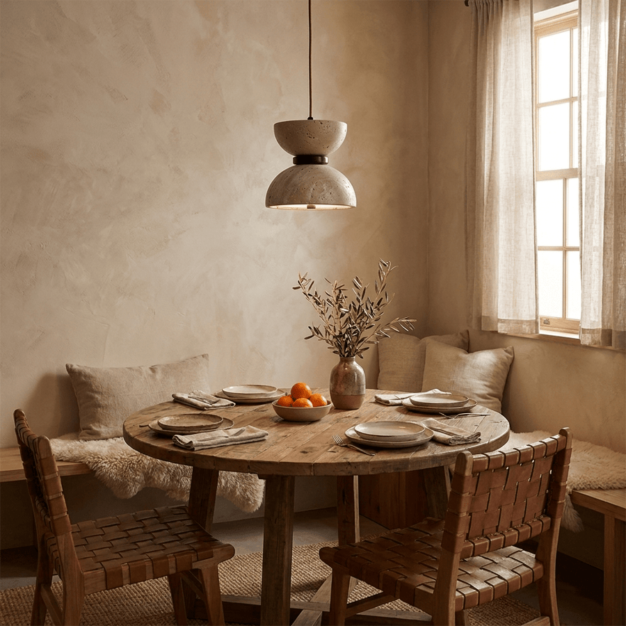Hourglass Travertine Pendant Lamp