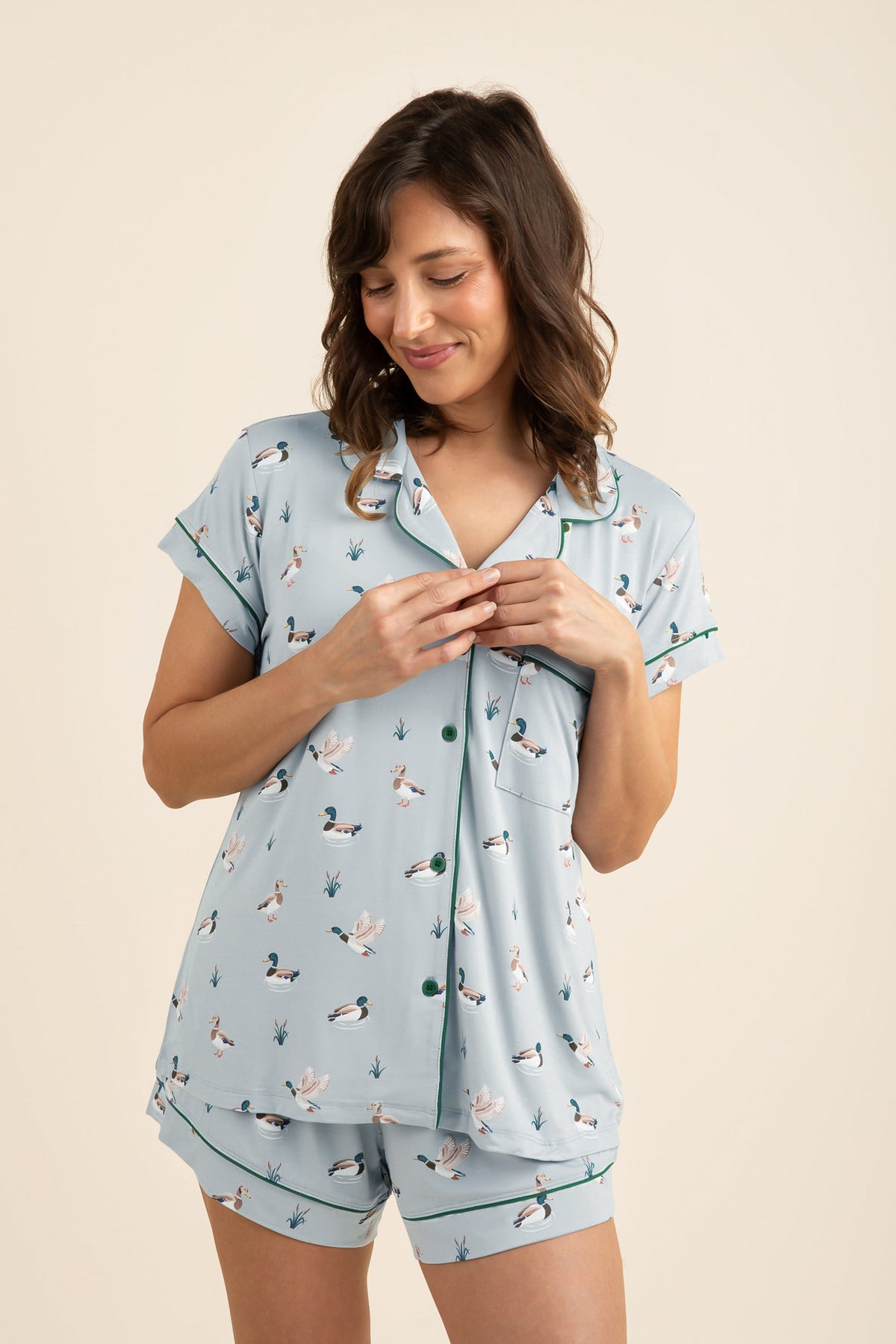 Women's Short Sleeve Pajama Set in Mallard Duck