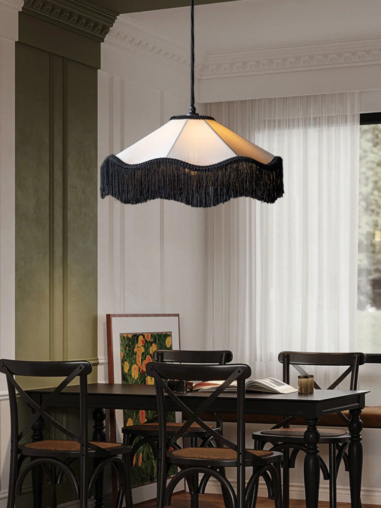Mantilla Tasseled Fabric Pendant Lamp