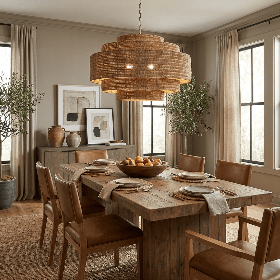 Meadow Tiered Rattan Chandelier