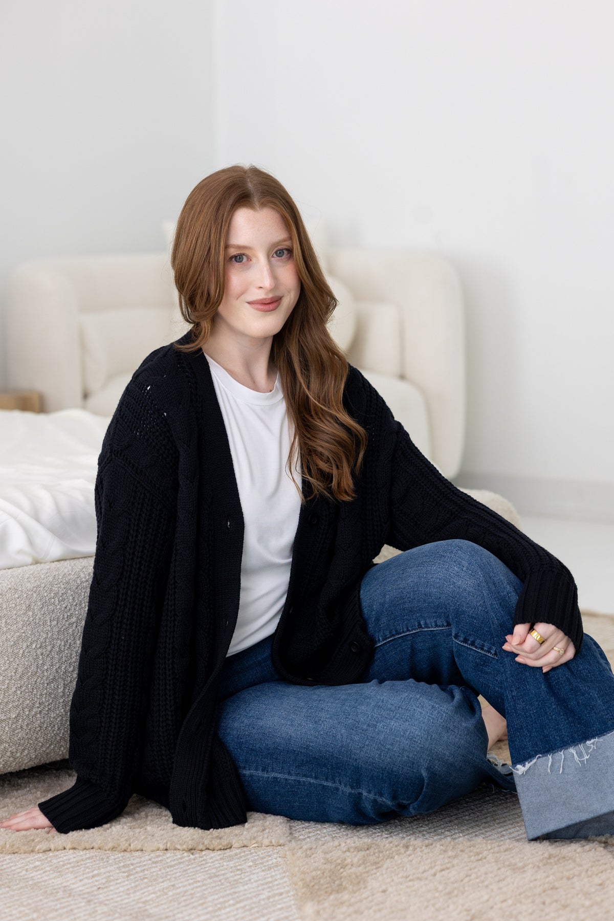 Cable Knit Cardigan in Midnight
