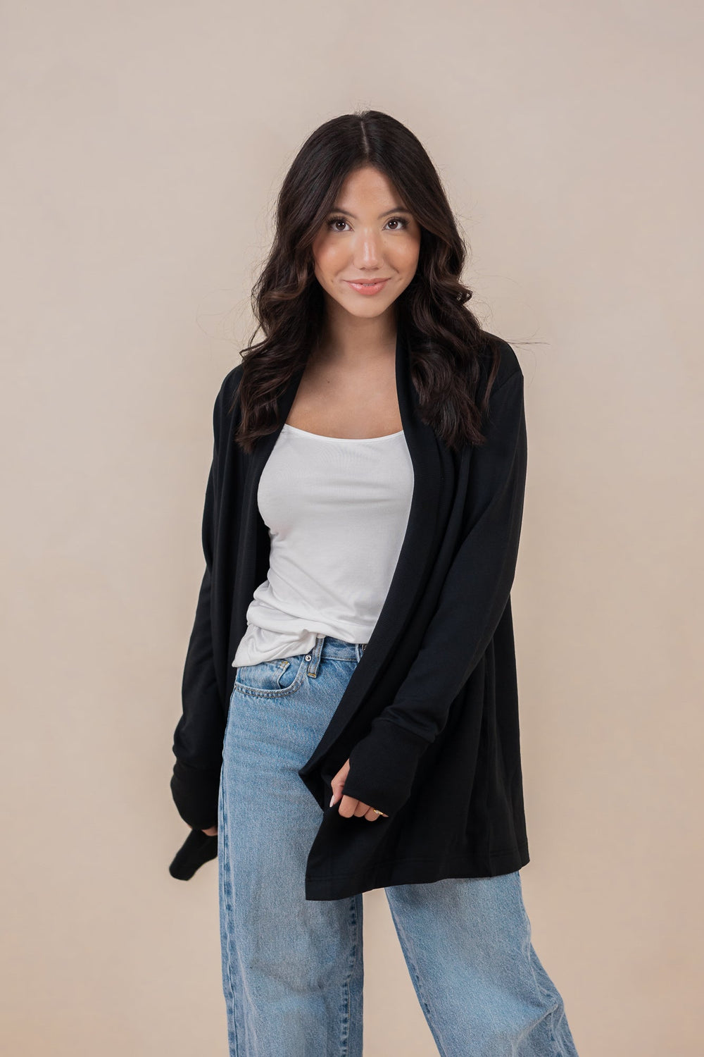 Women's French Terry Wrap Top in Midnight