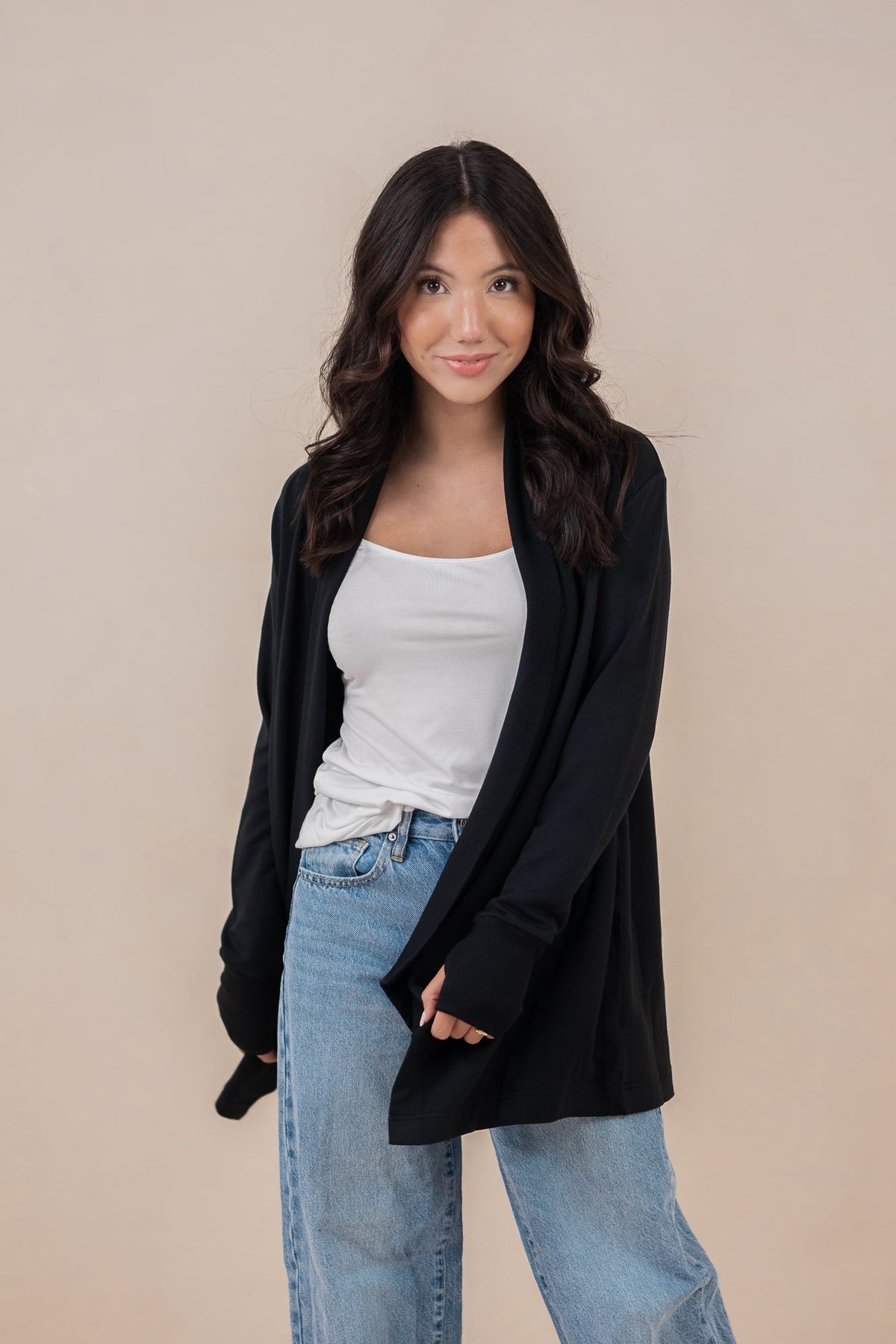 Women's French Terry Wrap Top in Midnight