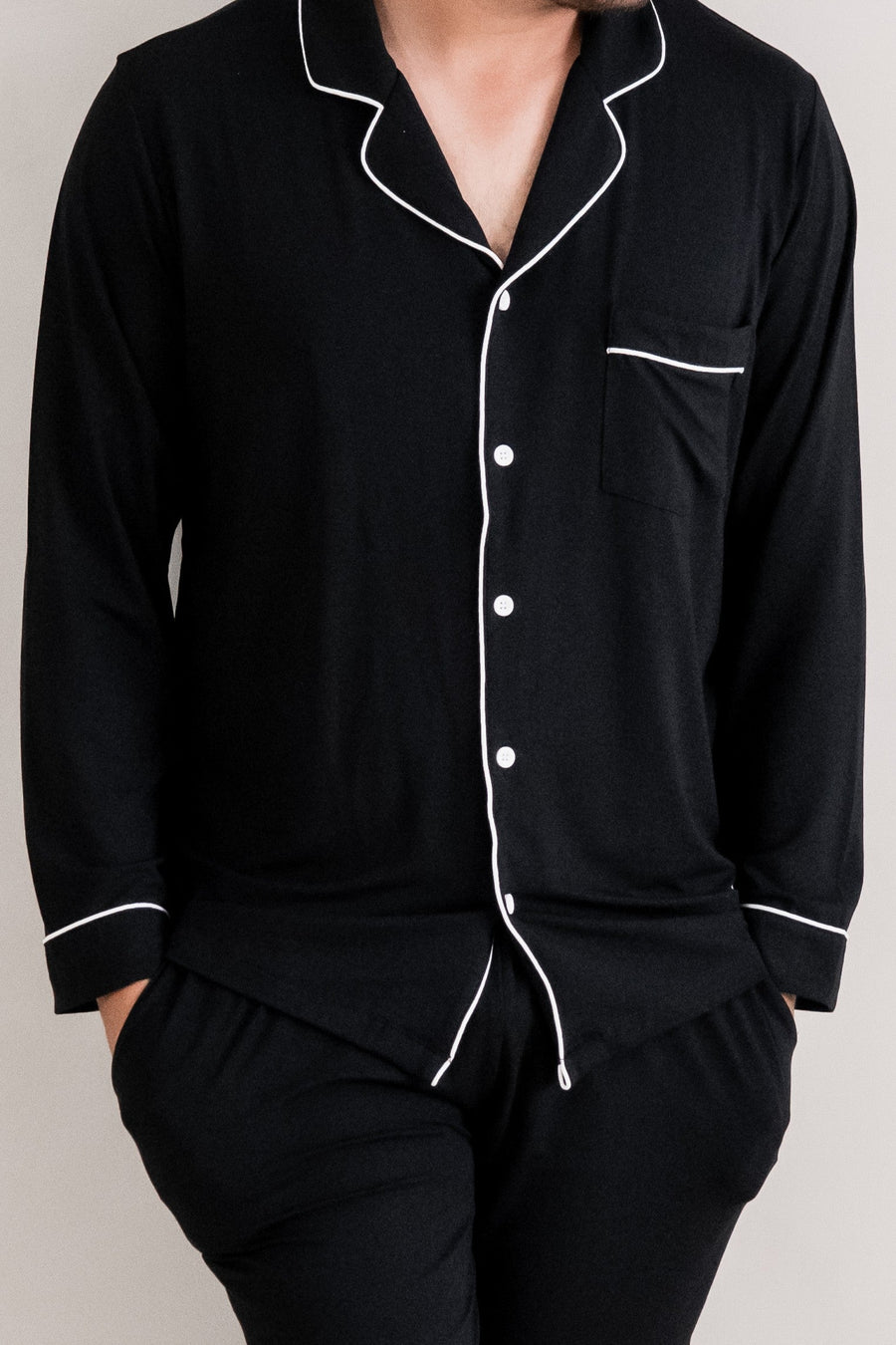 Men's Long Sleeve Pajama Set in Midnight