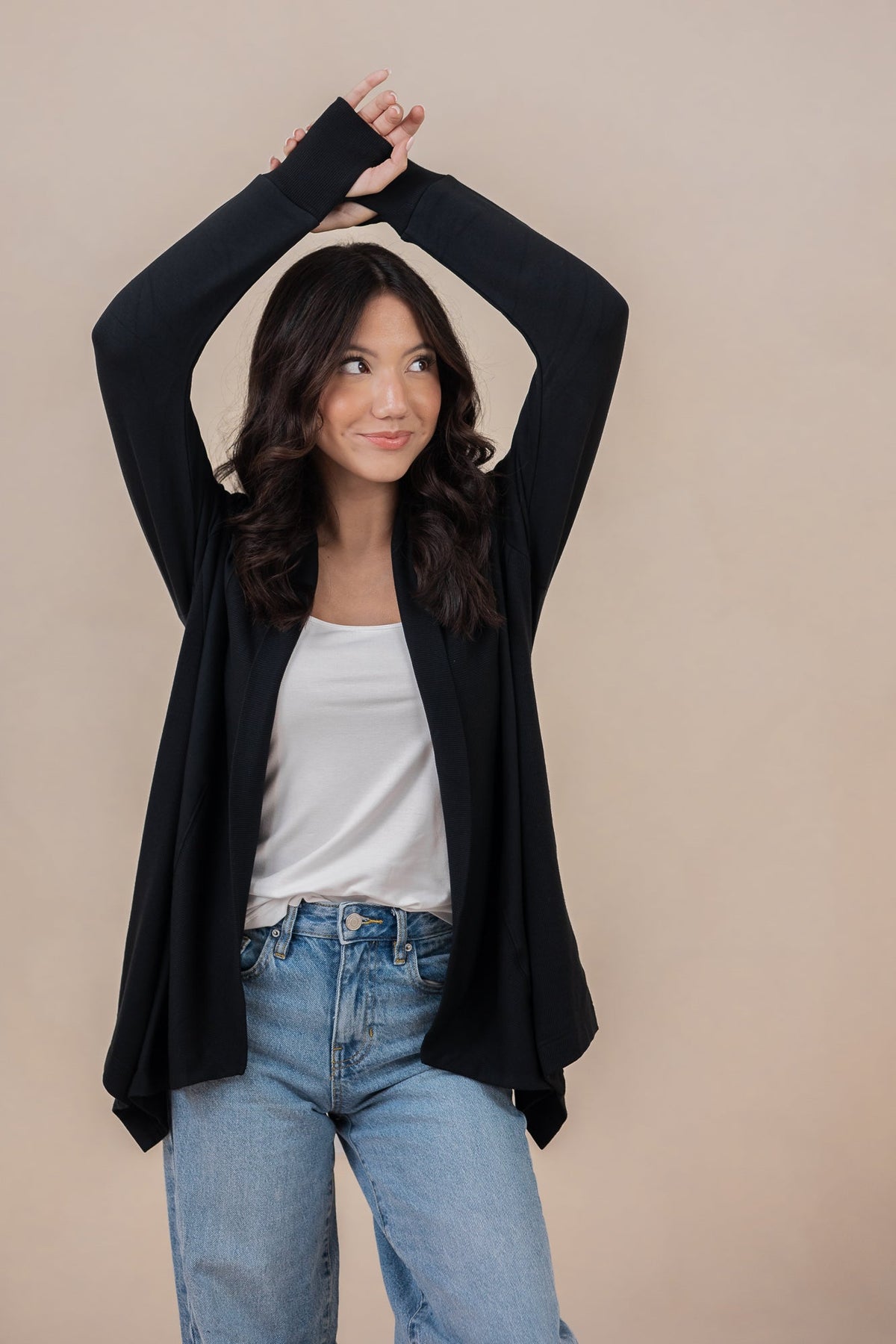 Women's French Terry Wrap Top in Midnight