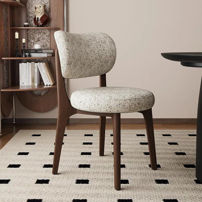 Modern Upholstered Curved Back Armless Wood Dining Chair
