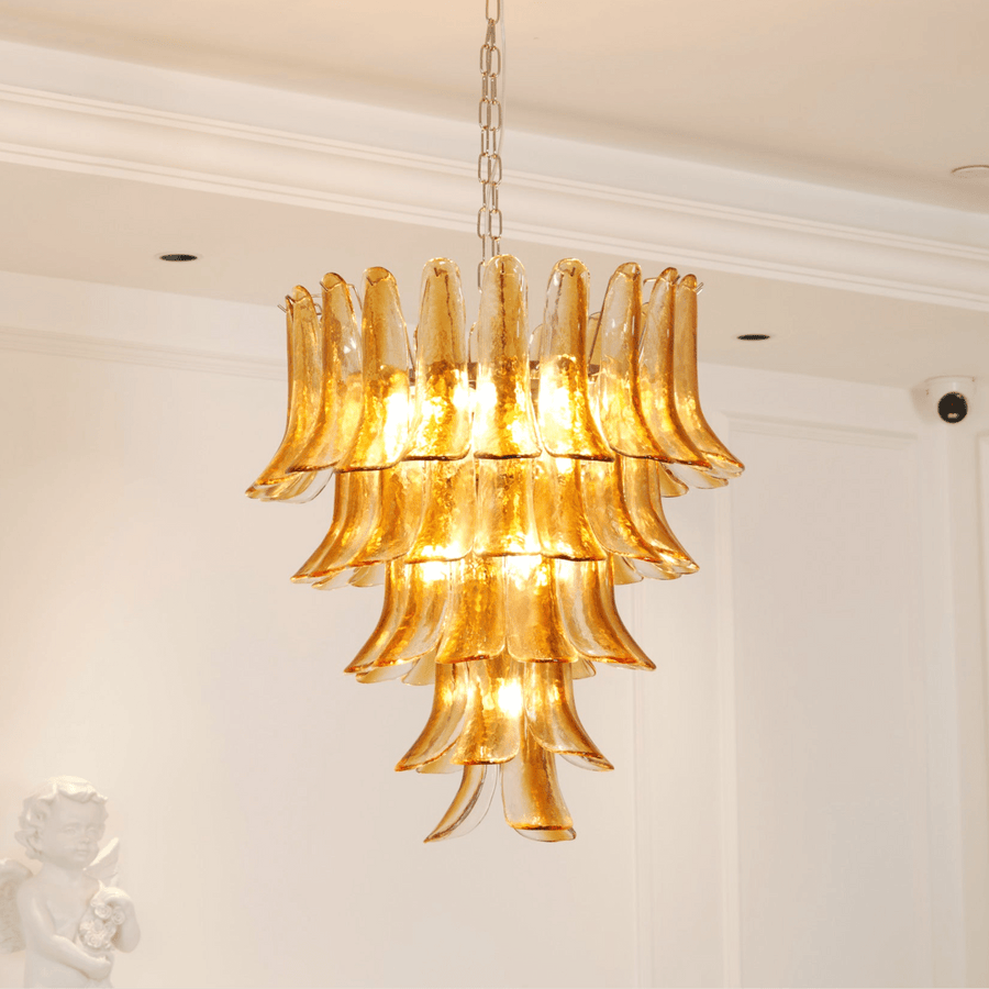 Glass Amber Lily Chandelier