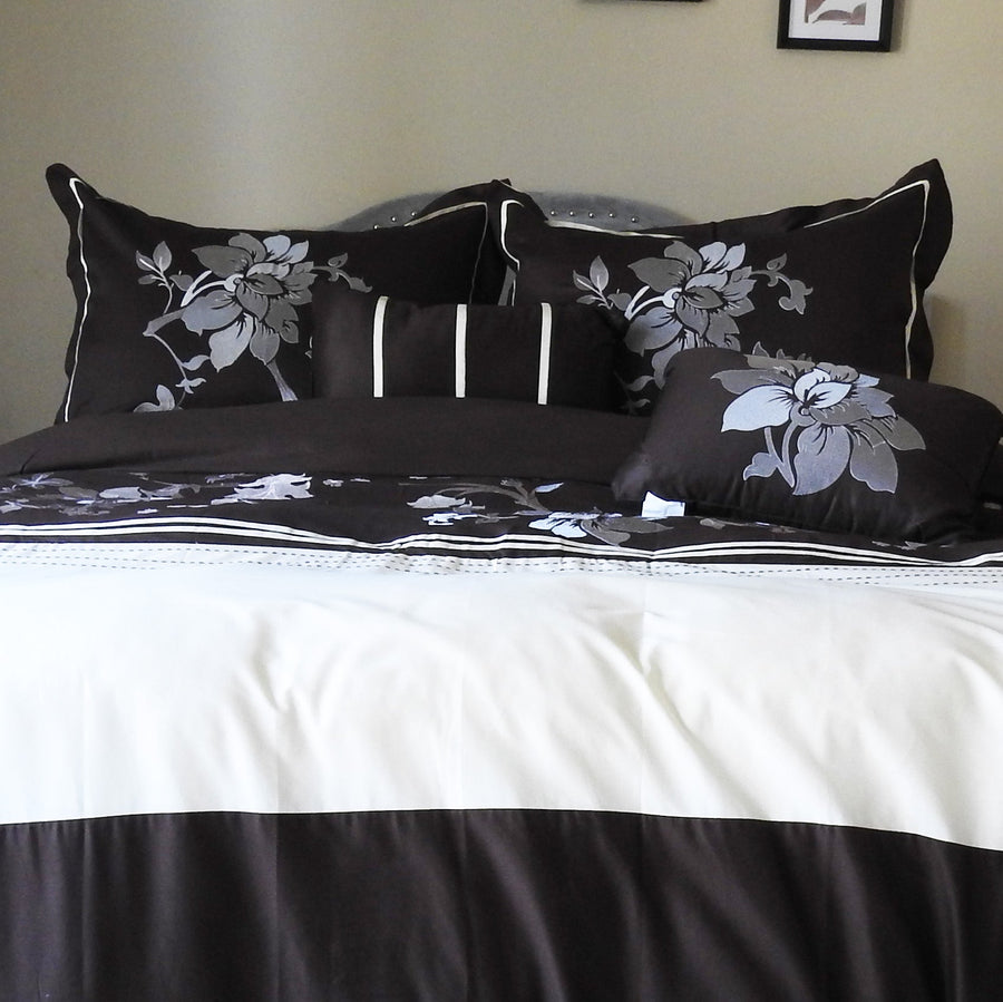 Chocolate Duvet Cover Set 5 Piece Myra, Full/Queen