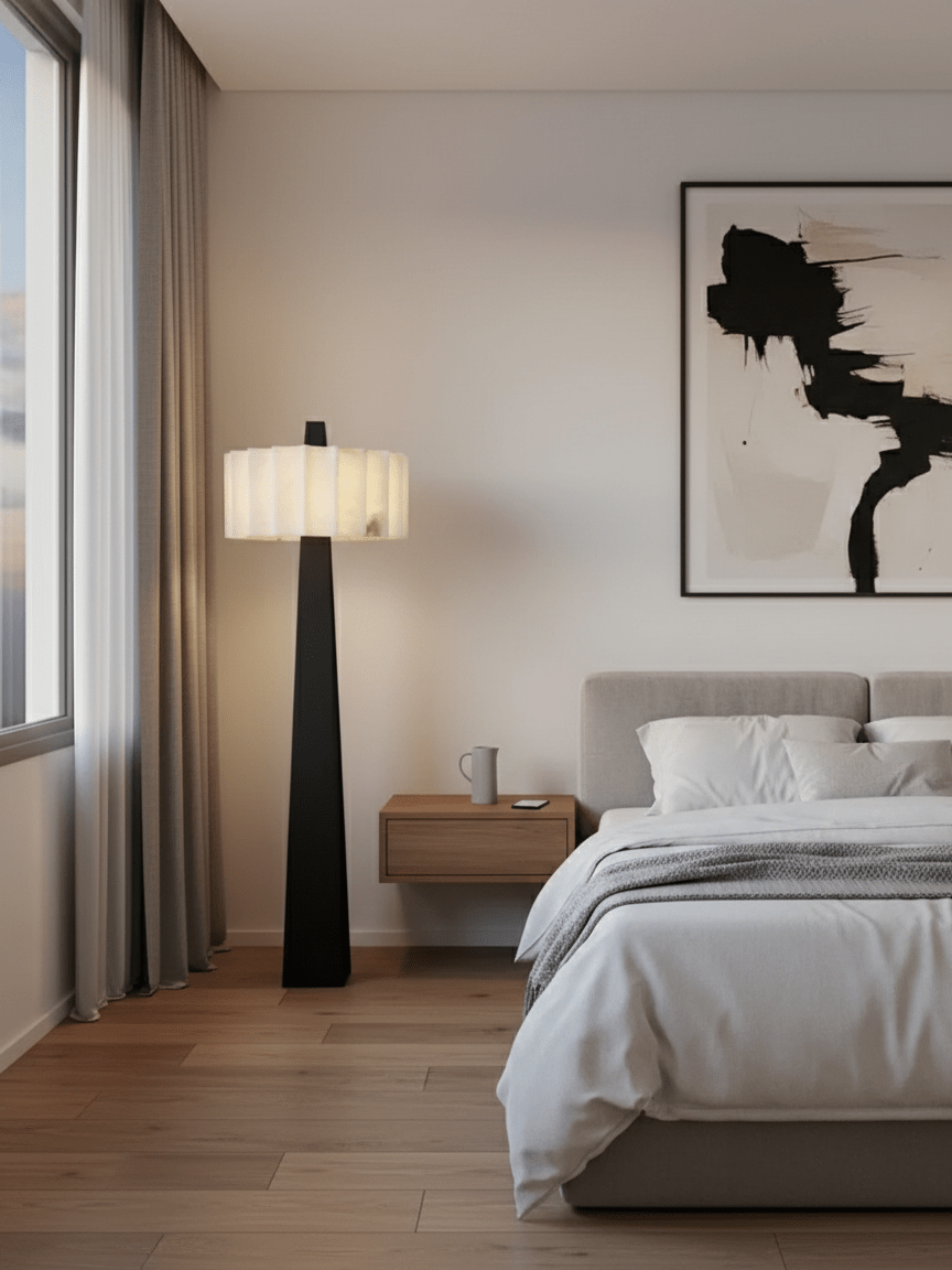 Origami Pleat Alabaster Floor Lamp