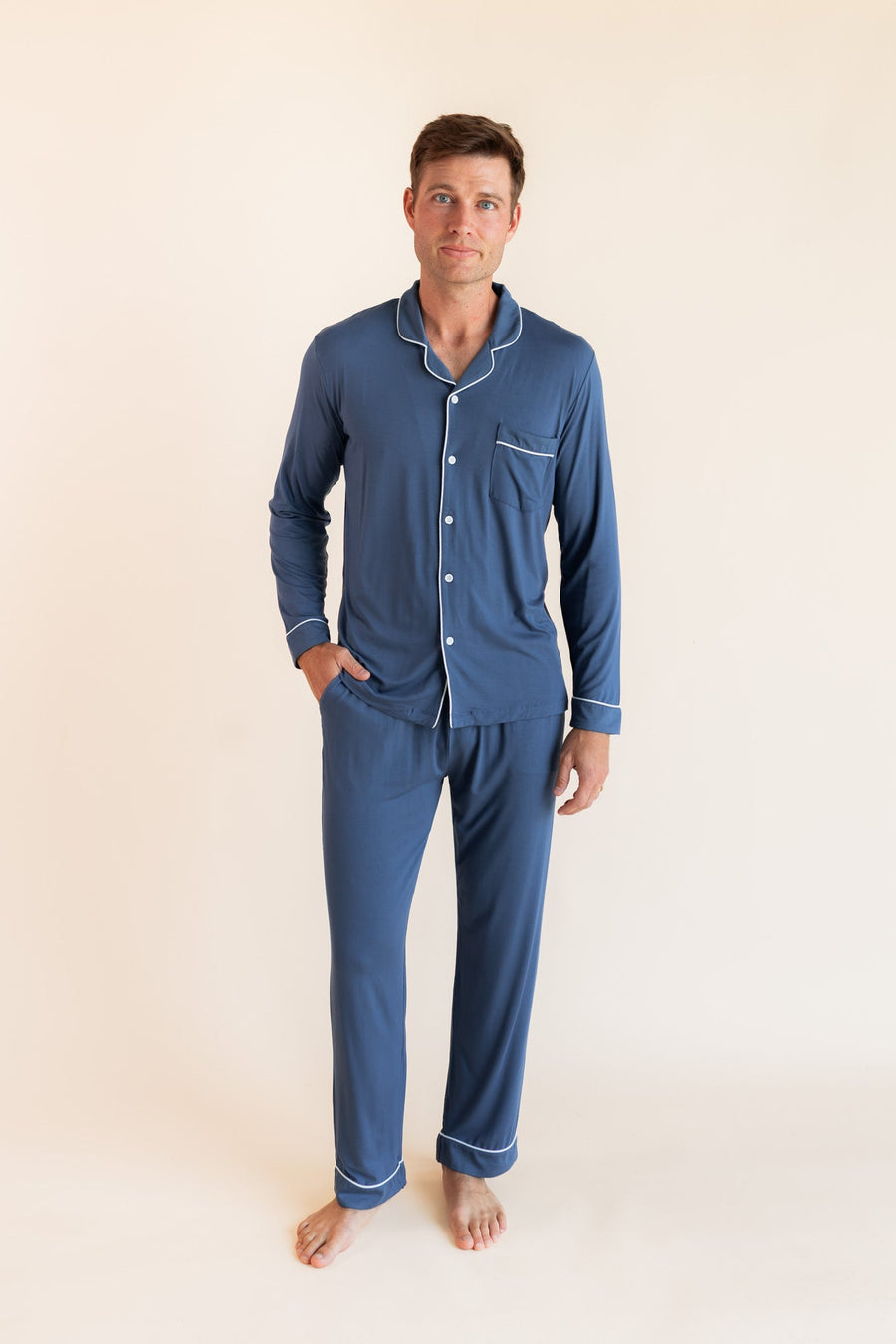 Men's Long Sleeve Pajama Set in Oxford
