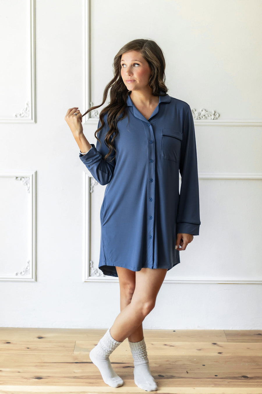 Long Sleeve Women’s Nightshirt in Oxford