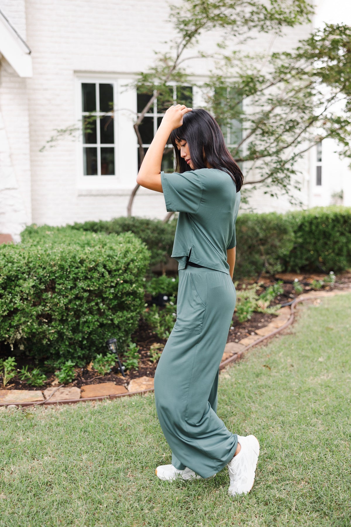 Women’s Wide Leg Pant Set in Pine