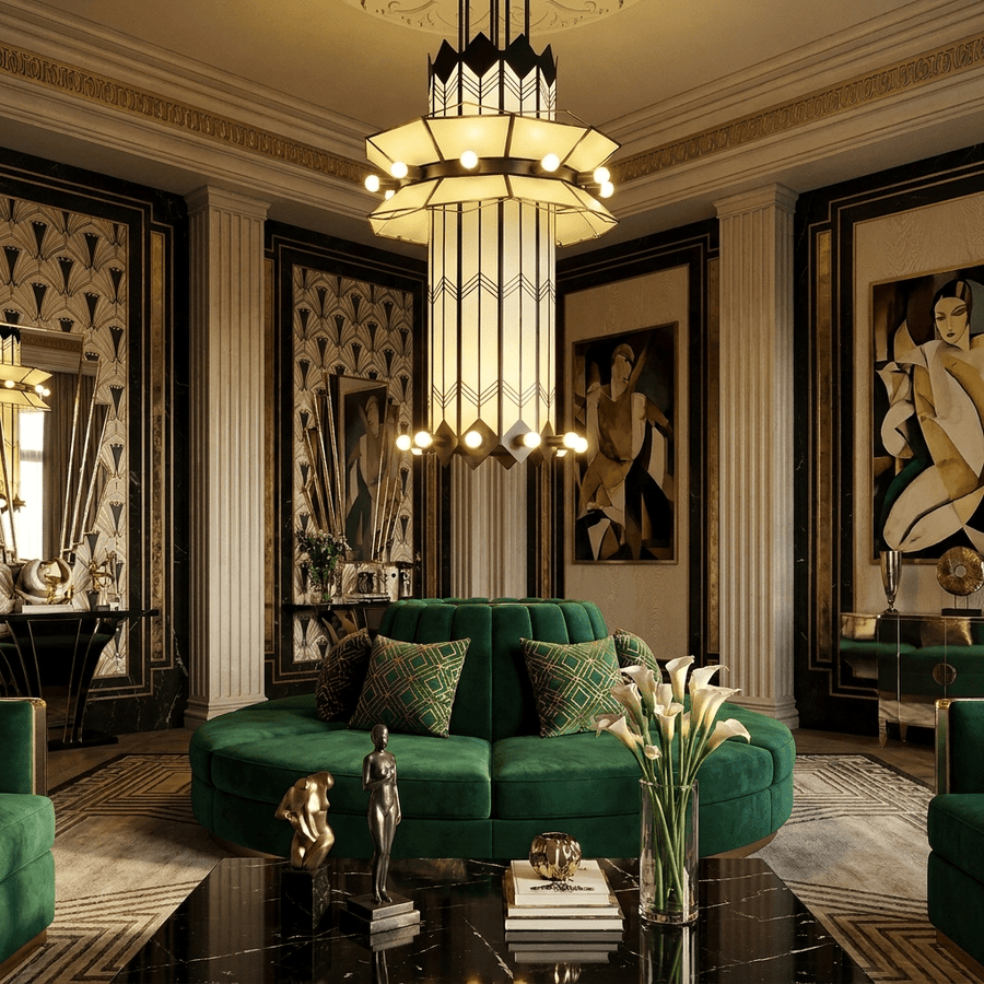 Rayonne Art Deco Pendant Chandelier