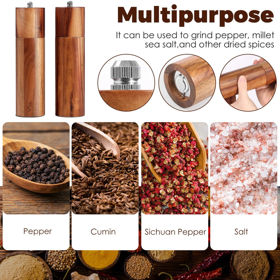 Sleepwyn Wooden Pepper Grinder Set