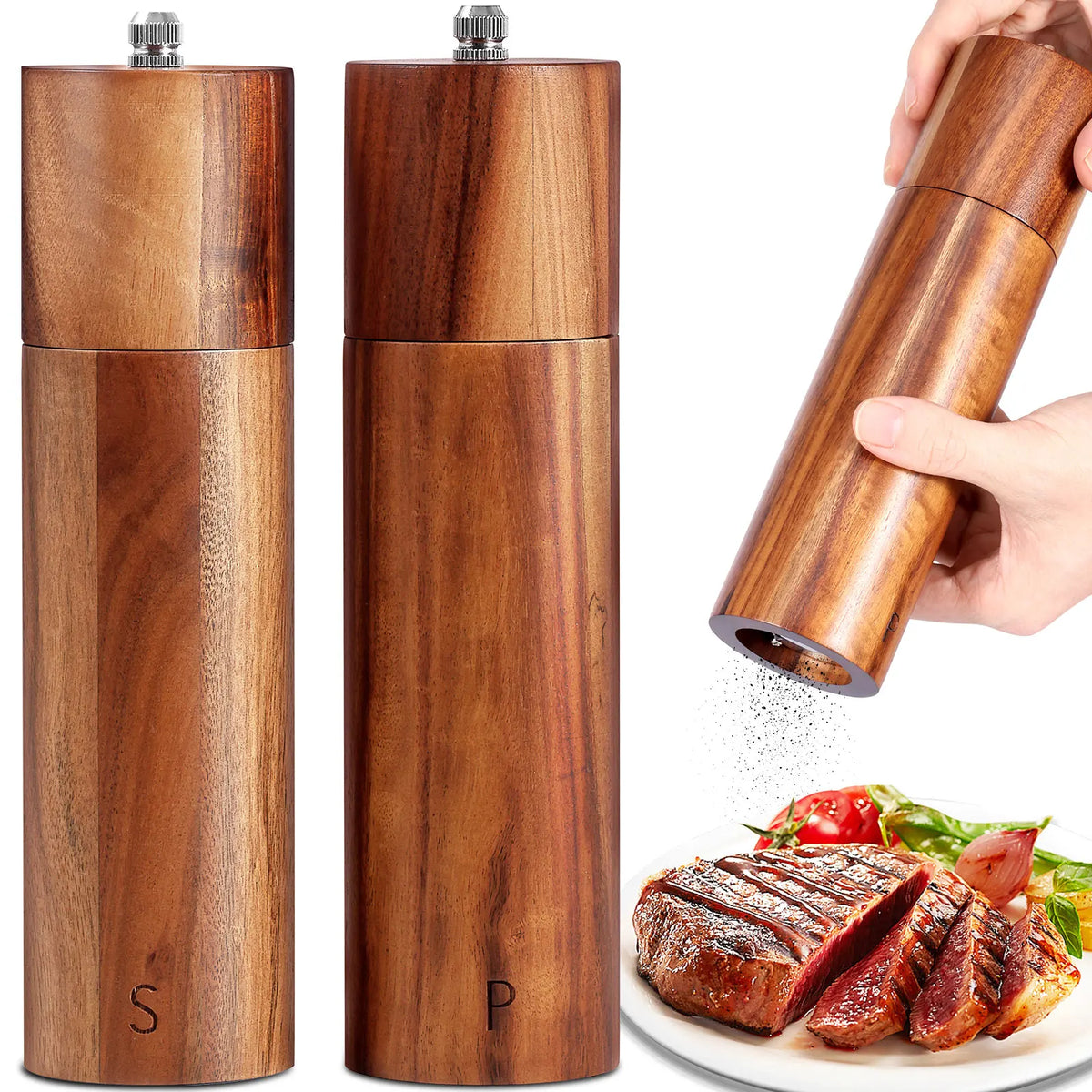 Sleepwyn Wooden Pepper Grinder Set